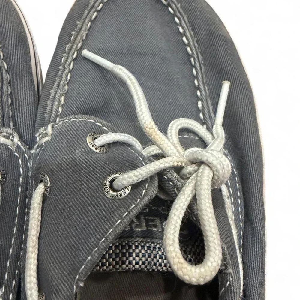 Sperry Top-Sider Halyard Gray Canvas Boat Shoes Youth 4.5 Women 6.5